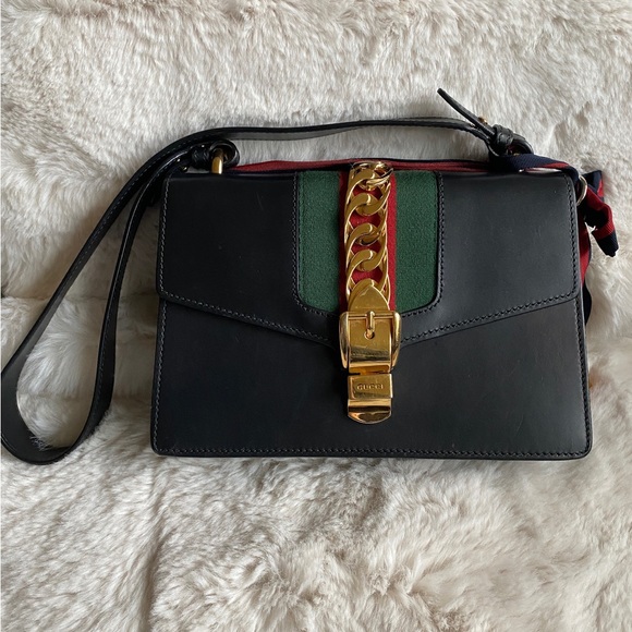 GUCCI Calfskin Small Sylvie Shoulder Bag
